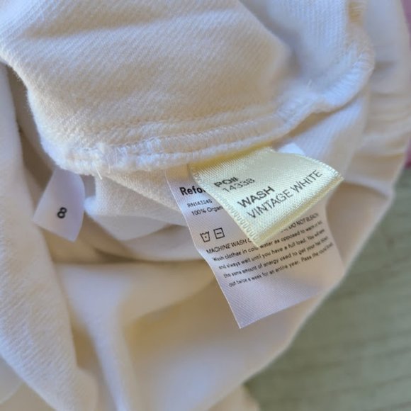 Reformation Vintage White Sadie Short Sleeve Zip Front Belted Denim Romper 8 - Picture 5 of 7